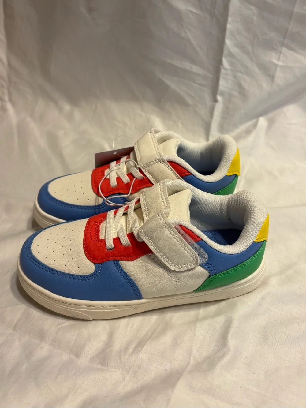 Kids Colorblock Athletic Sneakers in White, Blue, Red, Green & Yellow